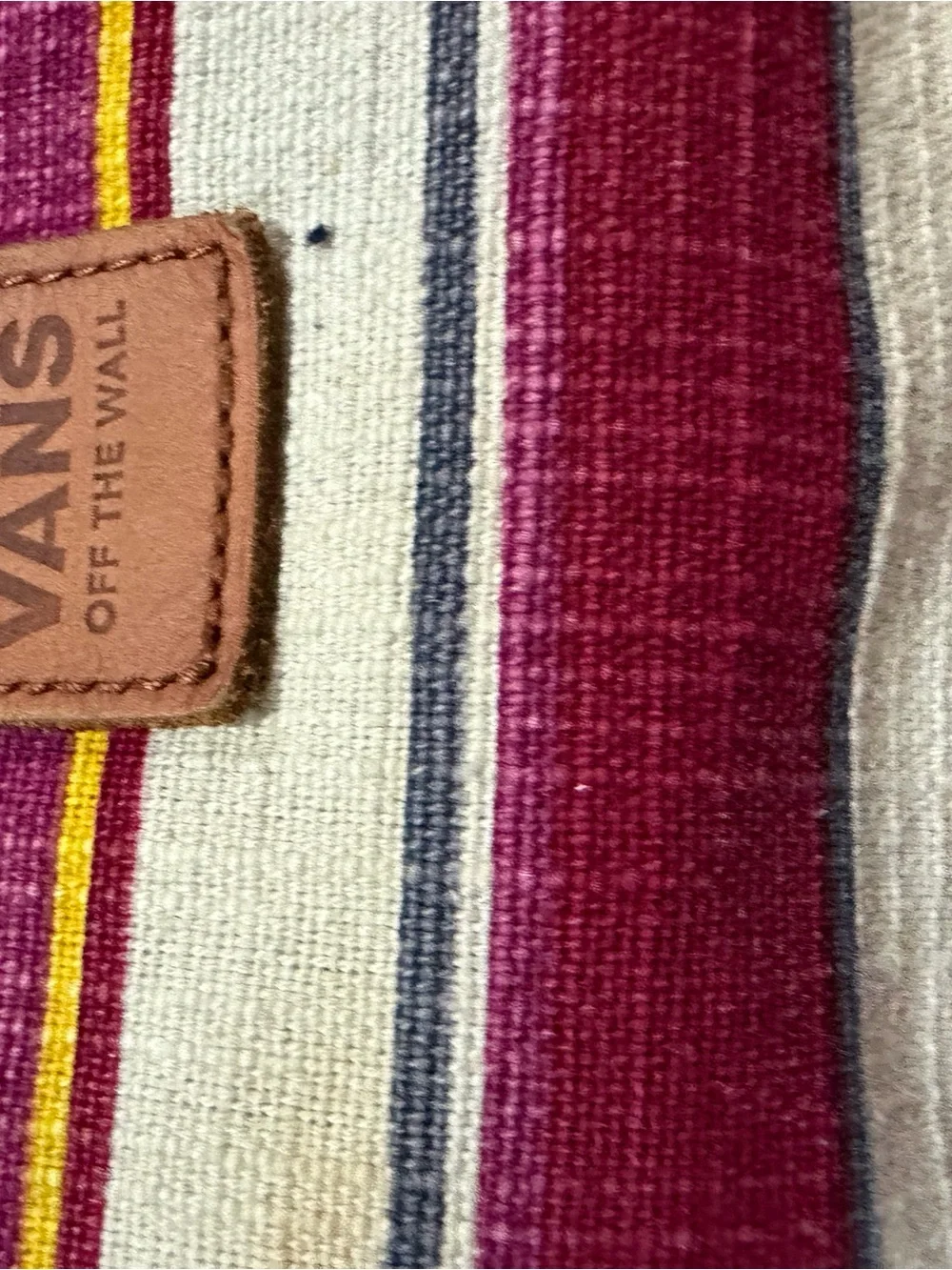 Vans Striped Canvas Backpack in Cream, Burgundy & Gray